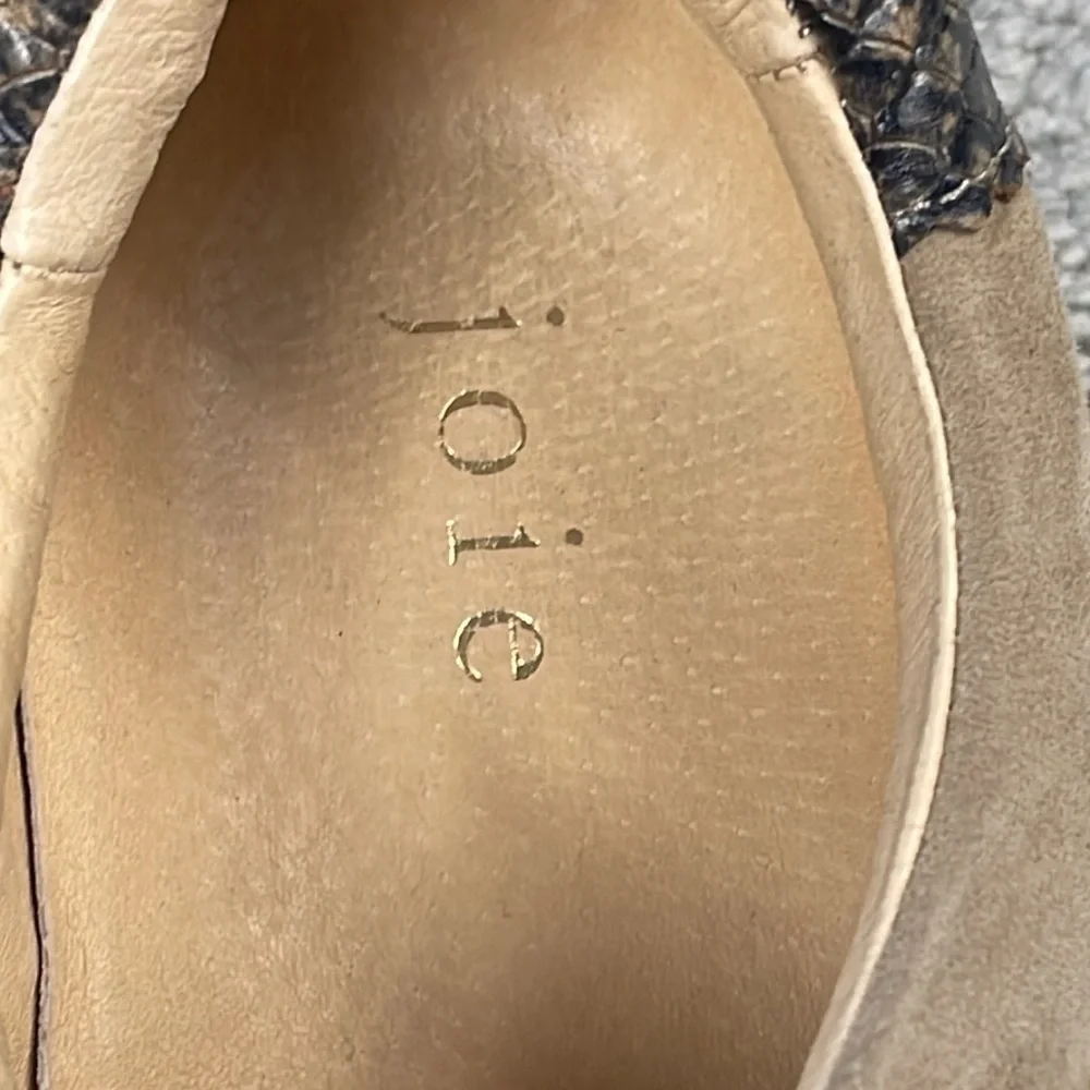 Joie Handan Camel Tan Suede Snakeskin Toe Platform Sneaker Sz 39